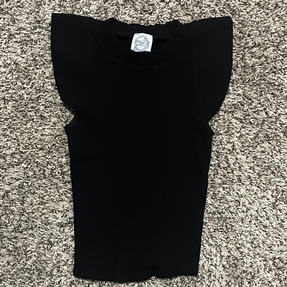 Francesca's Fluttersleeve Black Tank